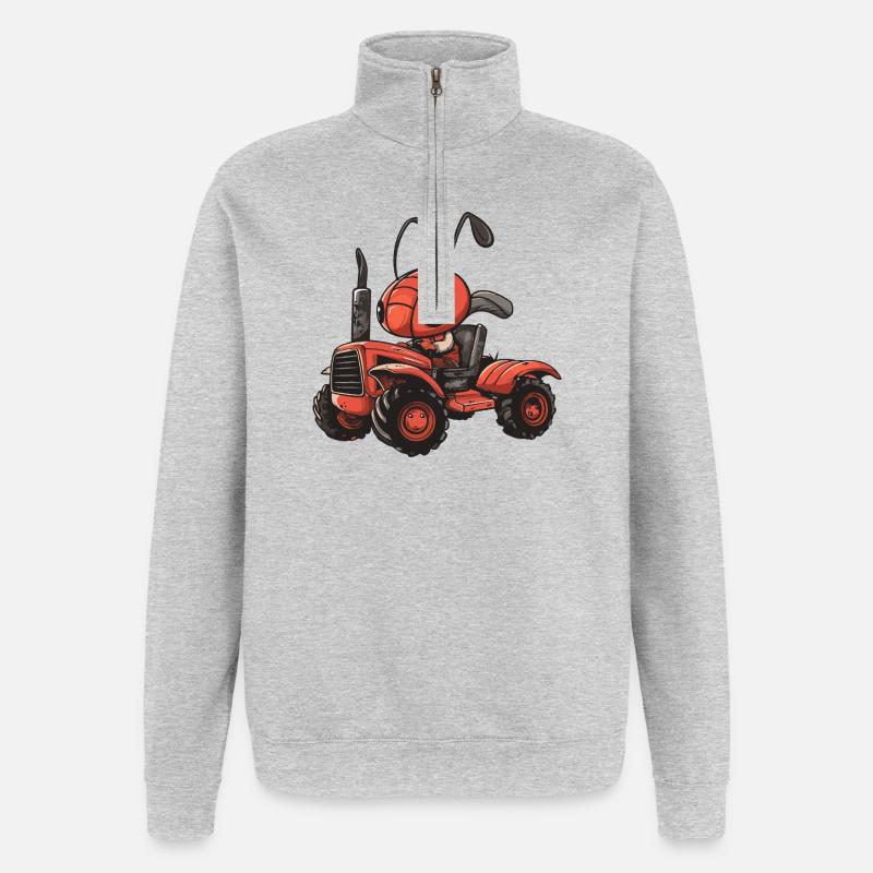 Ameise Traktor Farmer - Quarter-Zip-Sweatshirt - Grau meliert