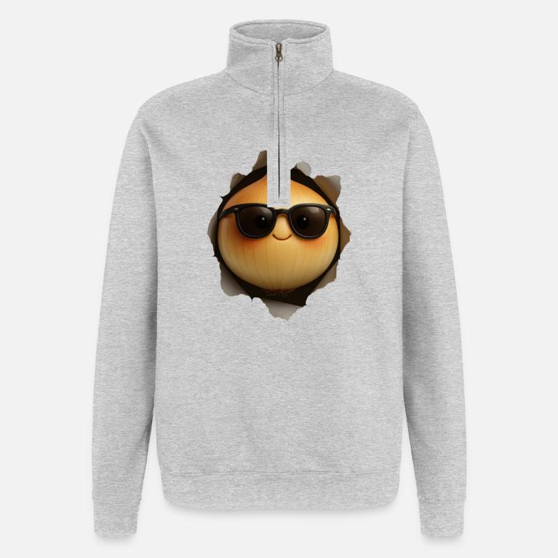 Zwiebel - Quarter-Zip-Sweatshirt - Grau meliert