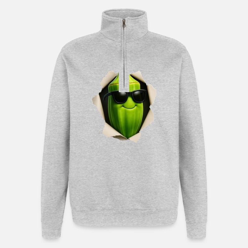 gombo - Sweat à zip 1/4 - gris chiné