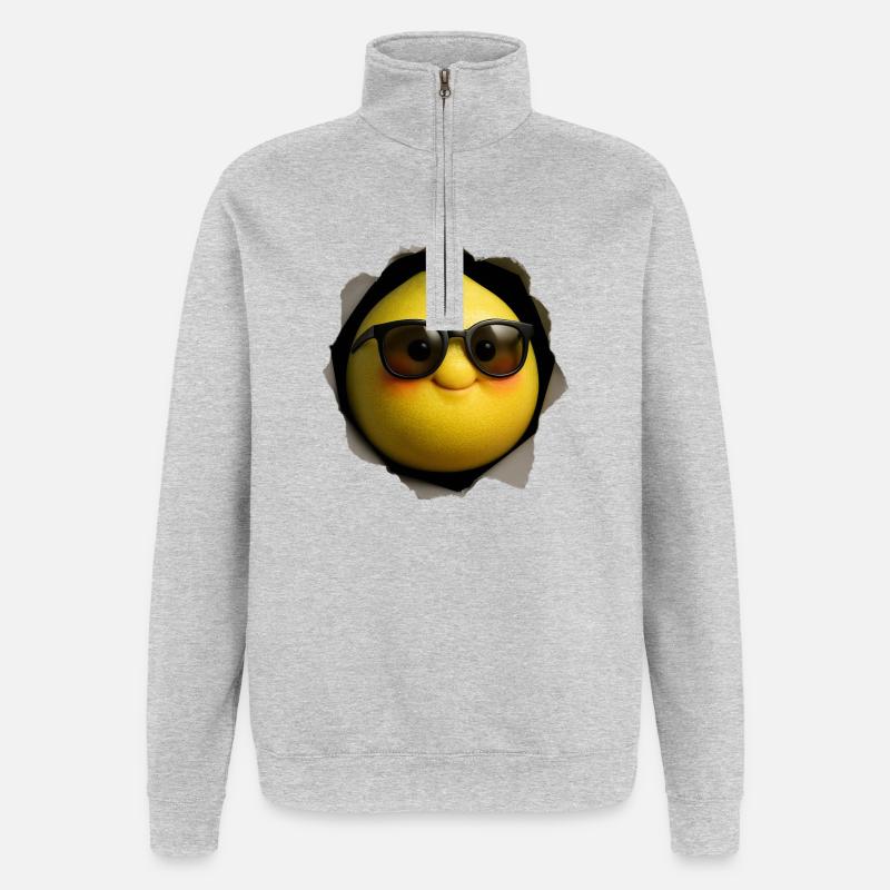 Pampelmuse - Quarter-Zip-Sweatshirt - Grau meliert
