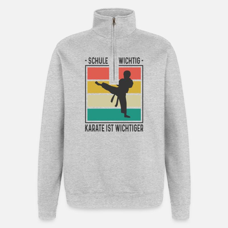 Kinder Karate Training Geschenke - Quarter-Zip-Sweatshirt - Grau meliert