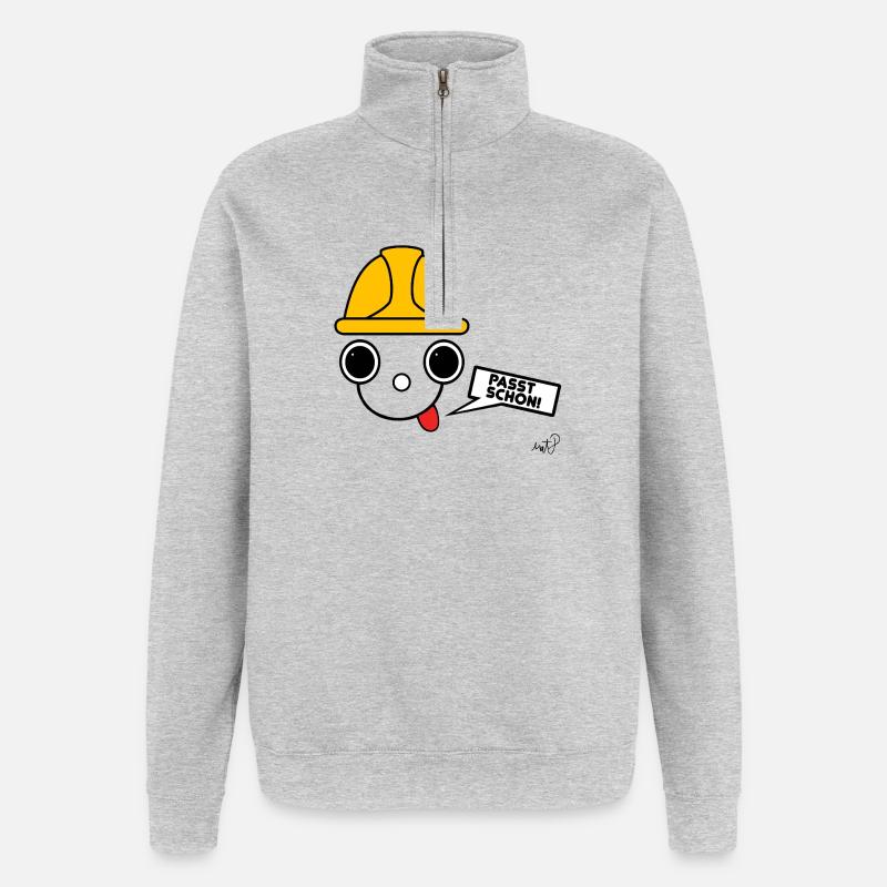 Koppie with construction worker's helmet - Quarter-Zip Sweatshirt - heather grey