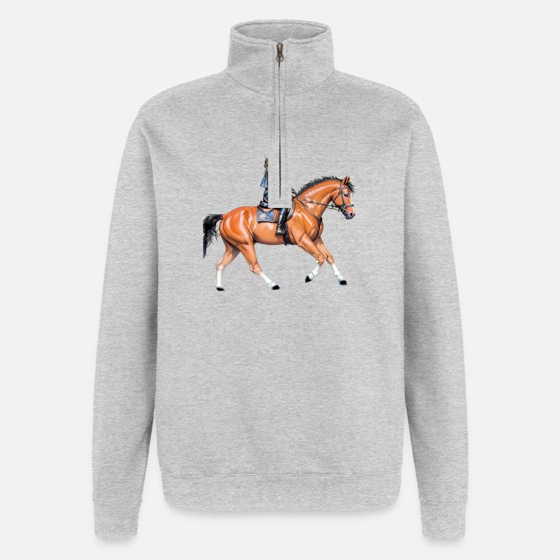 Pferde - Quarter-Zip-Sweatshirt - Grau meliert