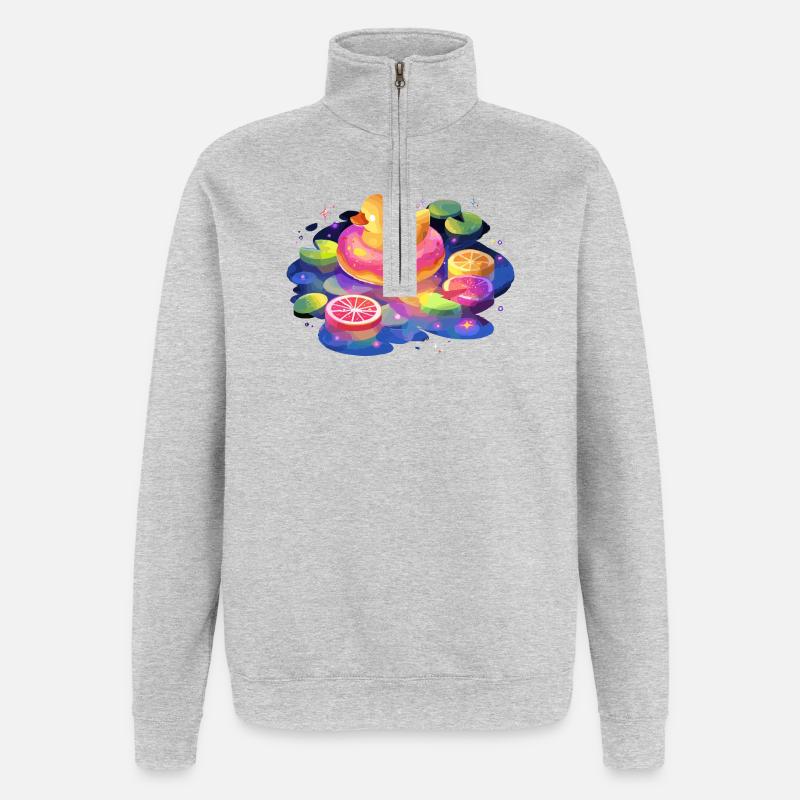 Fruchtiger Donut-Enten-Trip - Quarter-Zip-Sweatshirt - Grau meliert