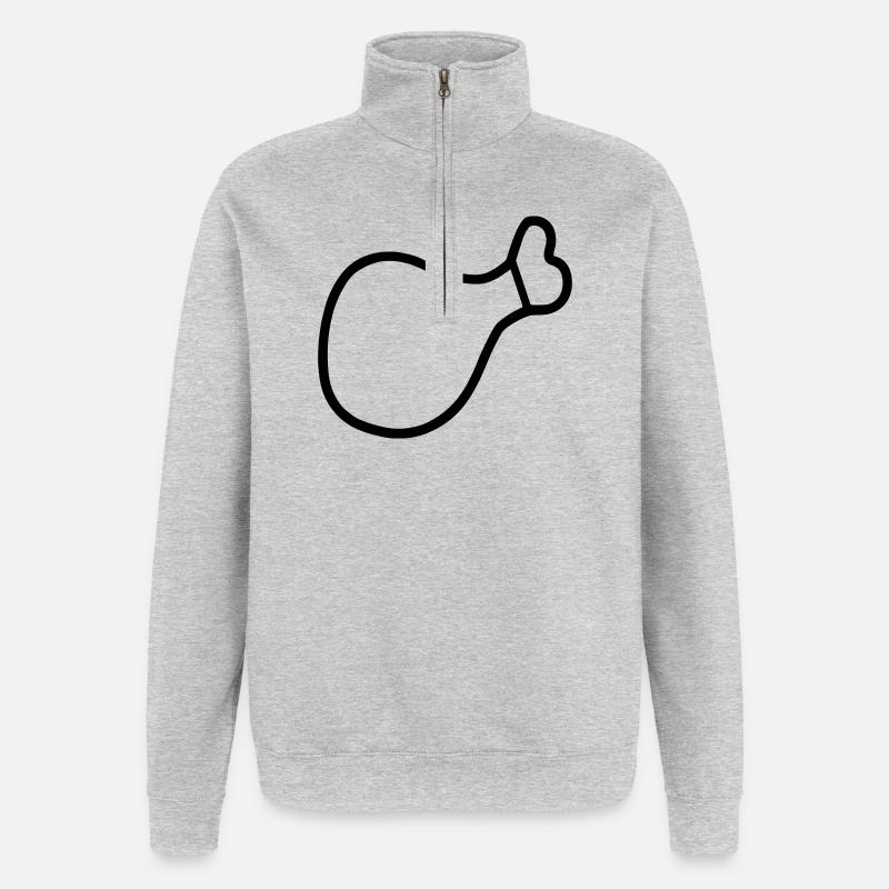 Hühnerschenkel - Quarter-Zip-Sweatshirt - Grau meliert