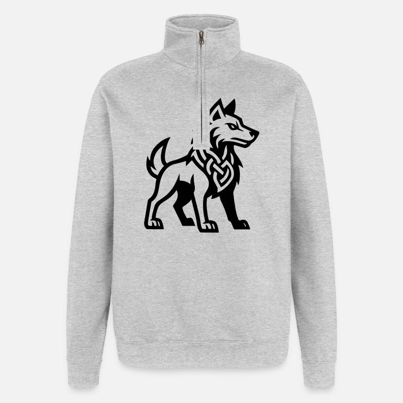 Wolf Wikinger - Quarter-Zip-Sweatshirt - Grau meliert
