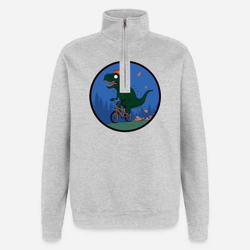 Cavalier du T-Rex Aventurier - Sweat à zip 1/4 - gris chiné