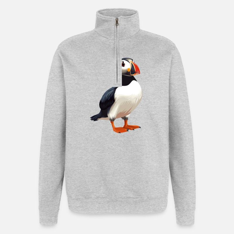 Macareux Papageientaucher - Sweat à zip 1/4 - gris chiné