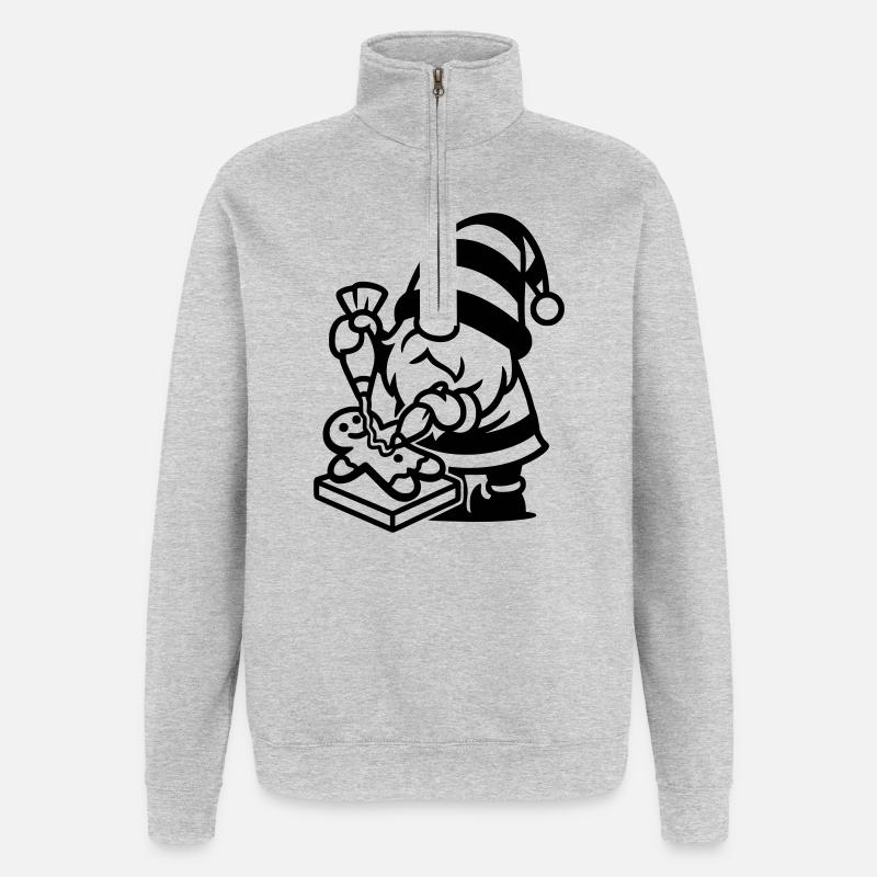 Gingerbread Baking Gnome - Quarter-Zip Sweatshirt - heather grey
