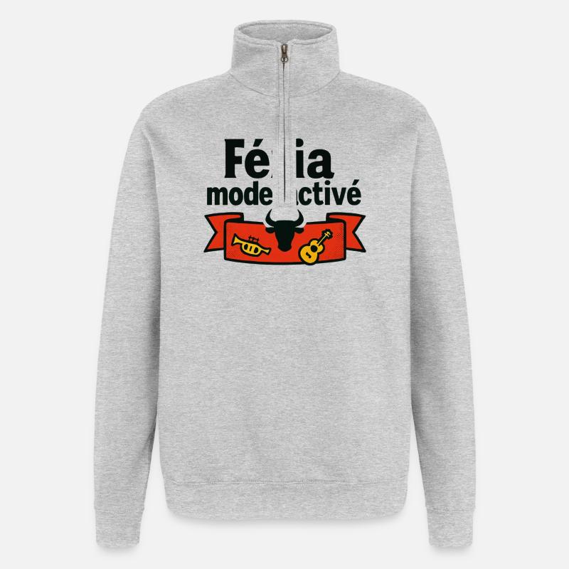 Féria mode : activé - Sweat à zip 1/4 - gris chiné