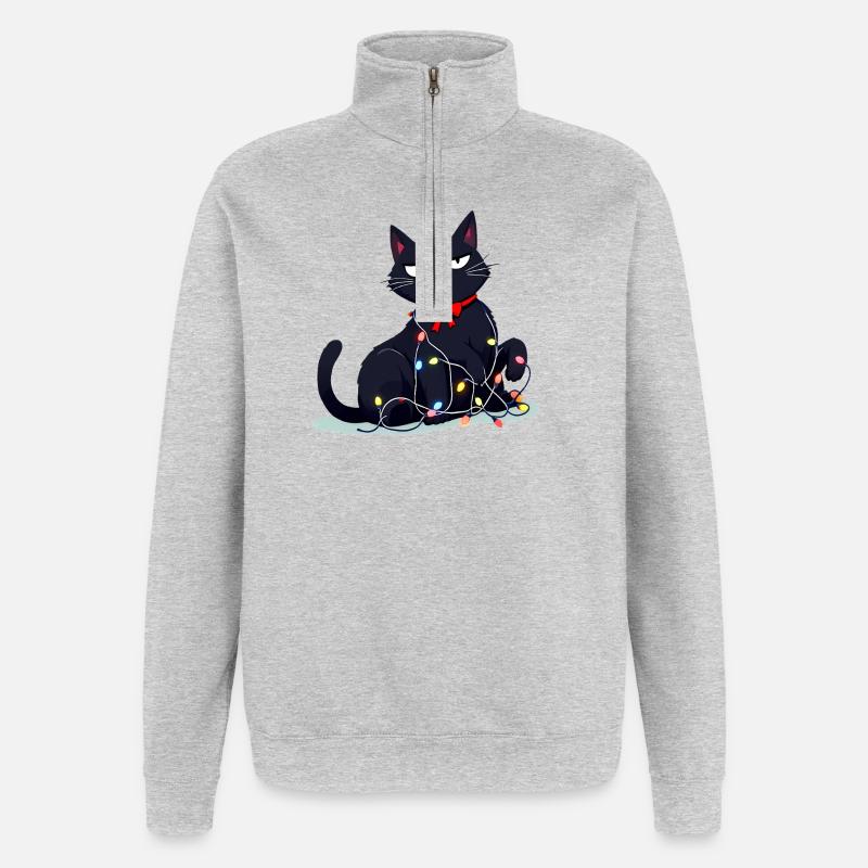 Drôle de Noël sombre et sombre - Sweat à zip 1/4 - gris chiné