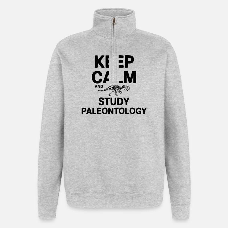 Keep Calm and Study Paleontology - Quarter-Zip Sweatshirt - heather grey