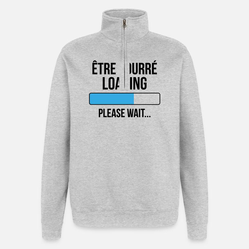 être bourré loading... please wait - Sweat à zip 1/4 - gris chiné