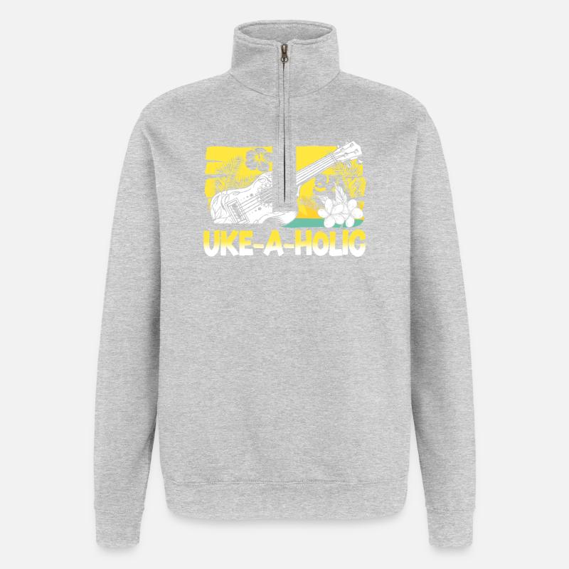 Ukulélé hawaïen uke uke-a-holic - Sweat à zip 1/4 - gris chiné