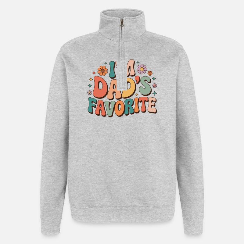 Dad's Favorite Bunte Botschaft - Quarter-Zip-Sweatshirt - Grau meliert