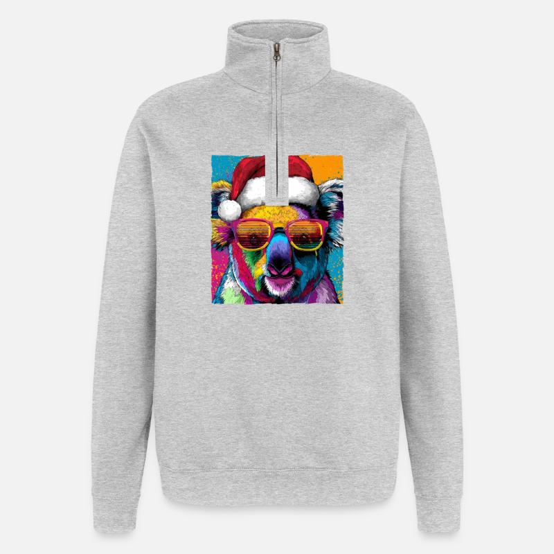 Portrait de Noël du Koala - Sweat à zip 1/4 - gris chiné