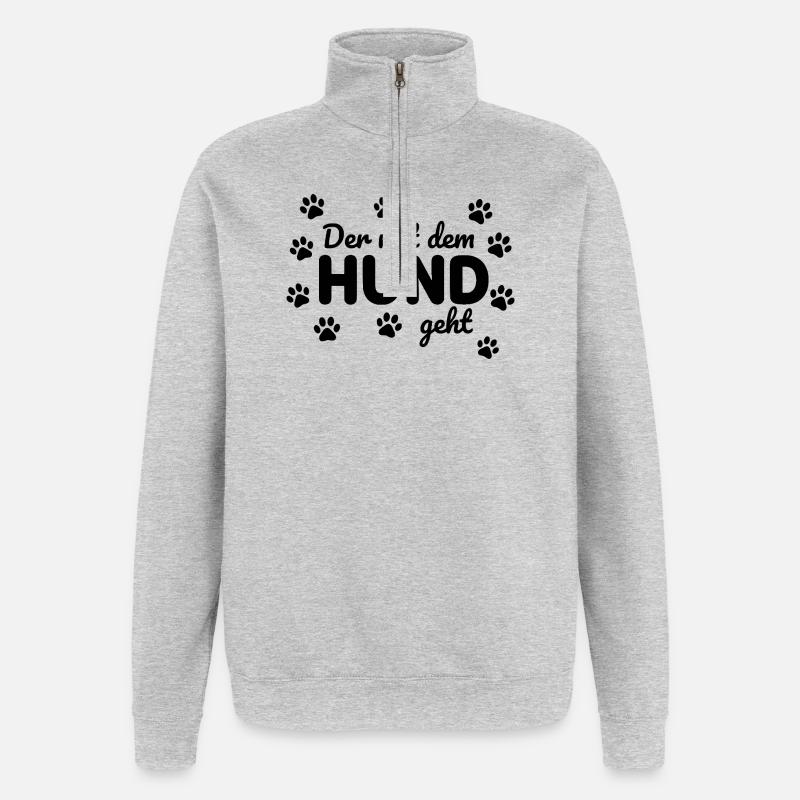 Lustiger Hunde Spruch Statement gassi gehen - Quarter-Zip-Sweatshirt - Grau meliert