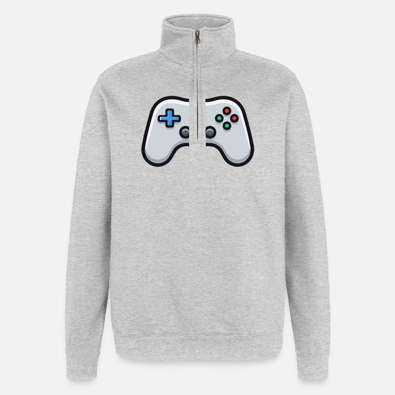 Gamepad Logo, Controller, Retro Console - Quarter-Zip Sweatshirt - heather grey