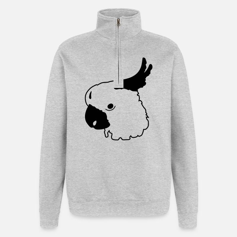 Perroquet - Sweat à zip 1/4 - gris chiné