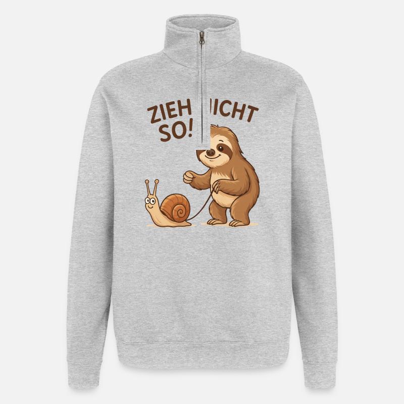 Don't pull like that! Sloth Snail - Quarter-Zip Sweatshirt - heather grey