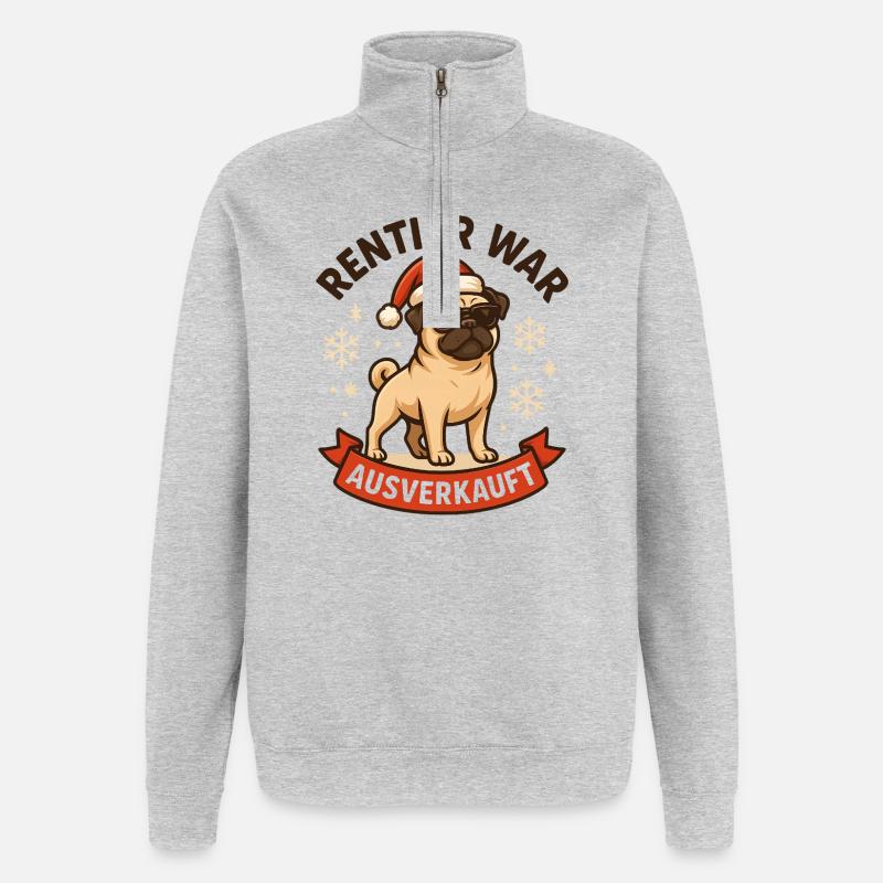 Reindeer a affiché complet Pug Pug - Sweat à zip 1/4 - gris chiné