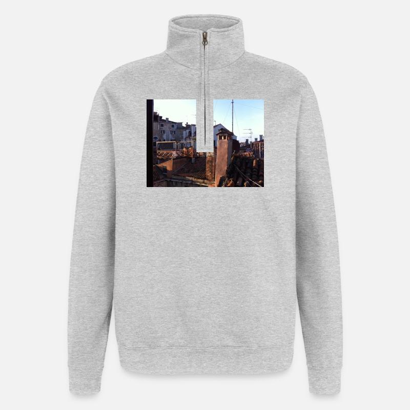 Dächer von Venedig - Quarter-Zip-Sweatshirt - Grau meliert