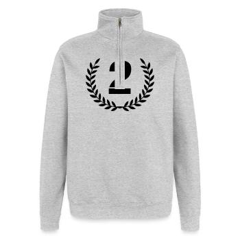 2 Kranz - Quarter-Zip-Sweatshirt - Grau meliert - Vorne - AI Model Female 172 light (172cm) & AI Model Male 178 dark (178cm)