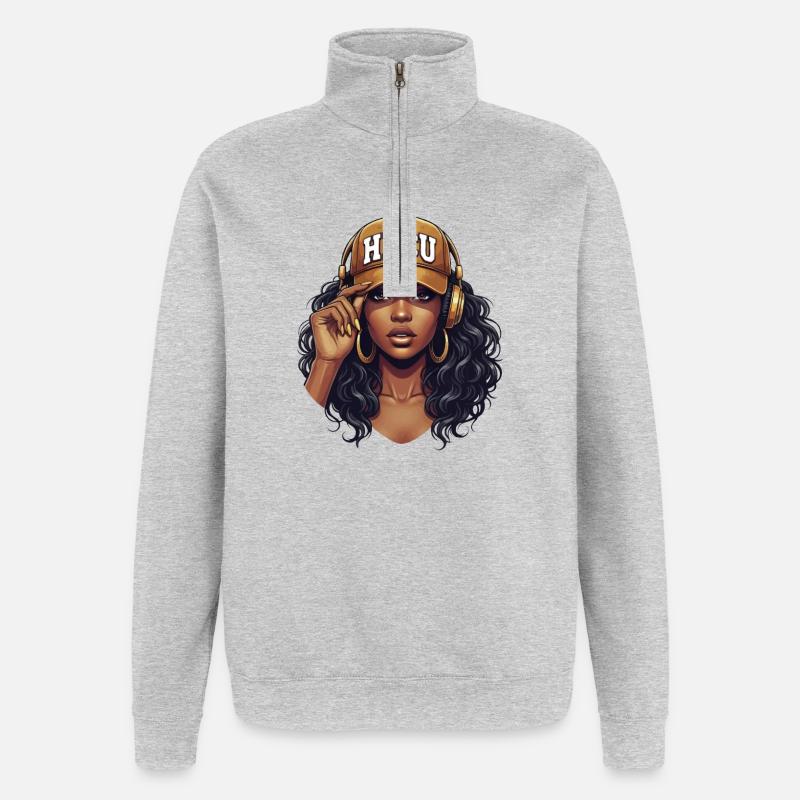 HBCU – African Roots Black Excellence Pride - Sweat à zip 1/4 - gris chiné