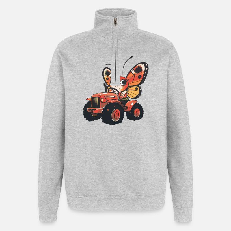 Schmetterling Traktor Farmer - Quarter-Zip-Sweatshirt - Grau meliert