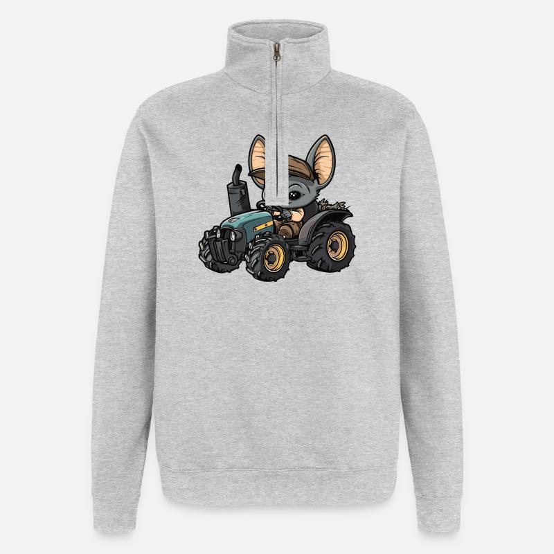 Fledermaus Traktor Farmer - Quarter-Zip-Sweatshirt - Grau meliert