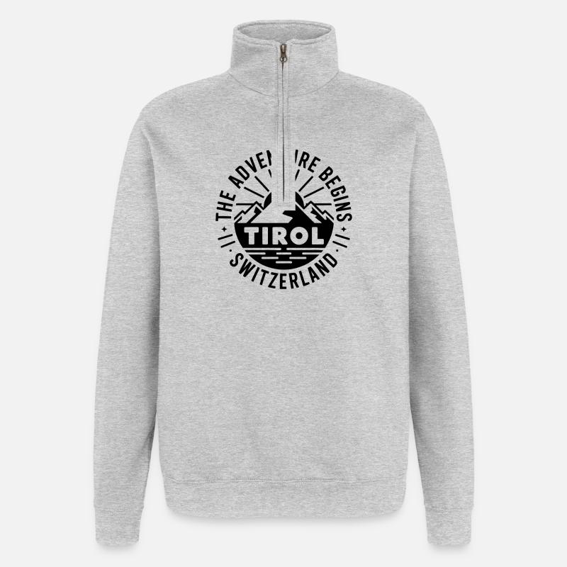 Tyrol - Conception de souvenirs - Sweat à zip 1/4 - gris chiné