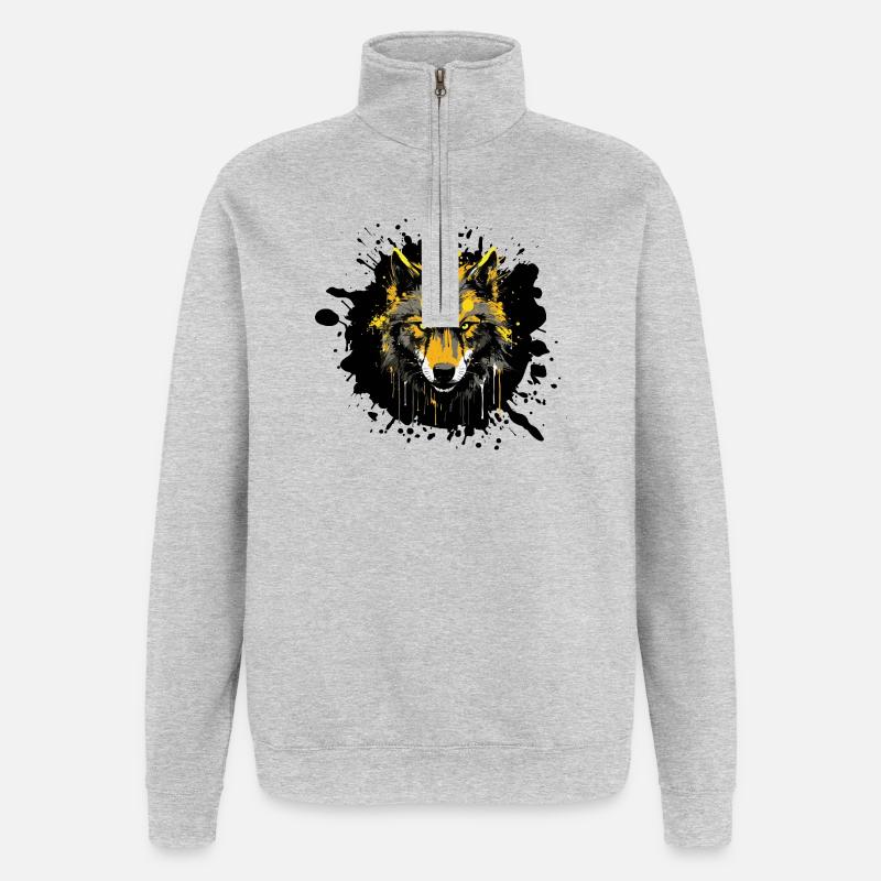 Faune de Wolf Klecks - Sweat à zip 1/4 - gris chiné