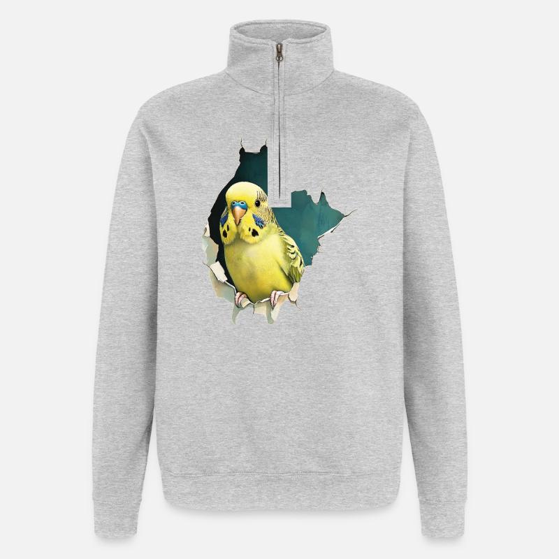 Perruche ondulée - Sweat à zip 1/4 - gris chiné