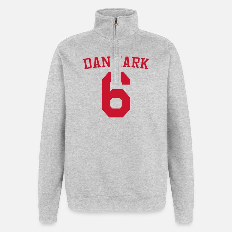 Dänemark 6 – Rotes Textdesign - Quarter-Zip-Sweatshirt - Grau meliert