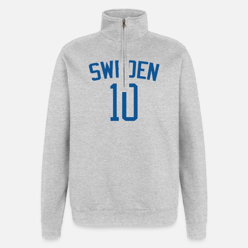 Suède 10 – Design sportif - Sweat à zip 1/4 - gris chiné