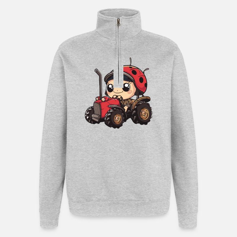 Fermier de tracteurs Ladybug - Sweat à zip 1/4 - gris chiné