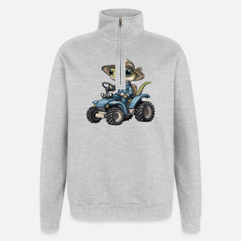 Echse Traktor Farmer - Quarter-Zip-Sweatshirt - Grau meliert