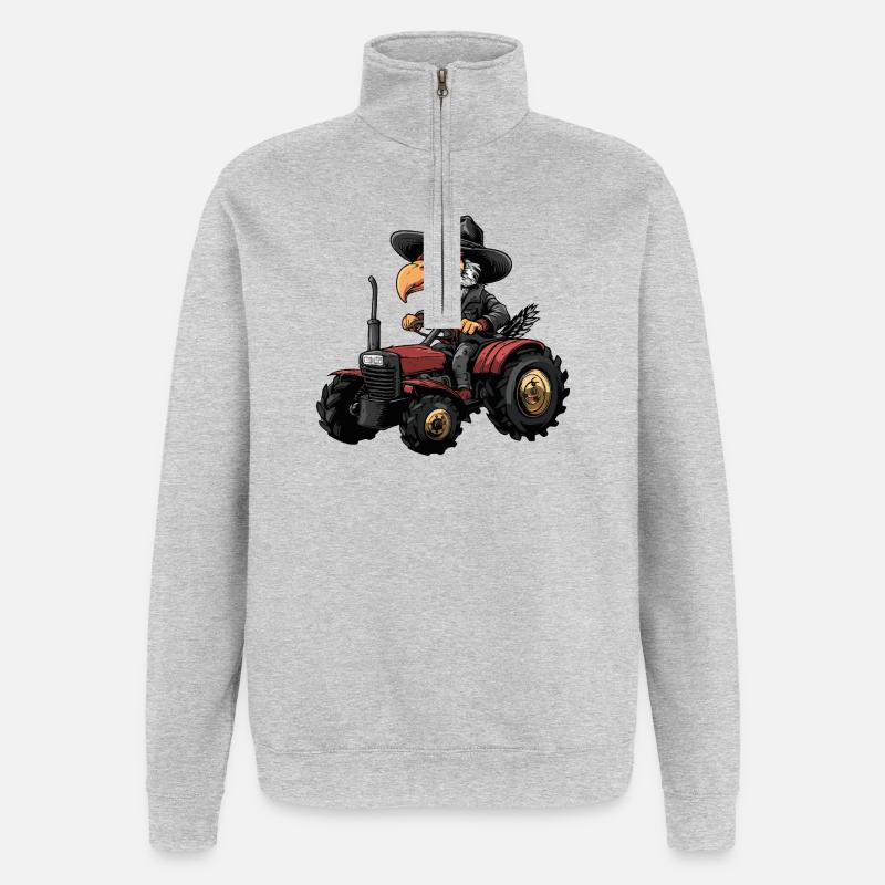 Éleveur de tracteurs Harpy Bird - Sweat à zip 1/4 - gris chiné