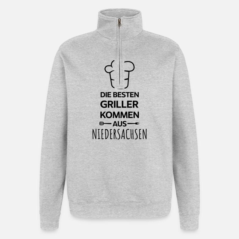 Les meilleurs barbecues de Basse-Saxe Design - Sweat à zip 1/4 - gris chiné