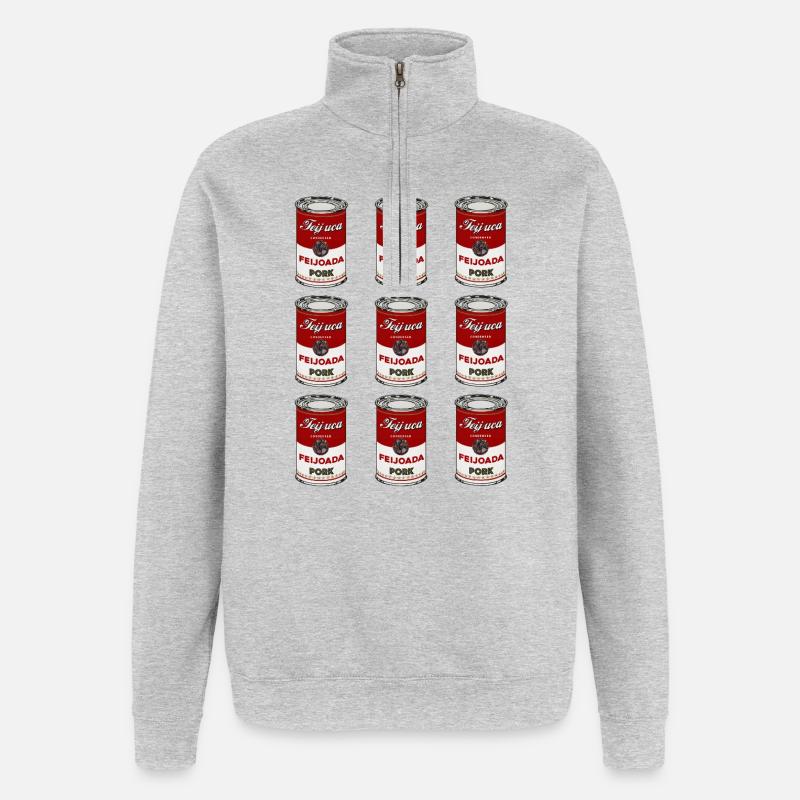 Feijoada Pork Can Pattern - Quarter-Zip Sweatshirt - heather grey
