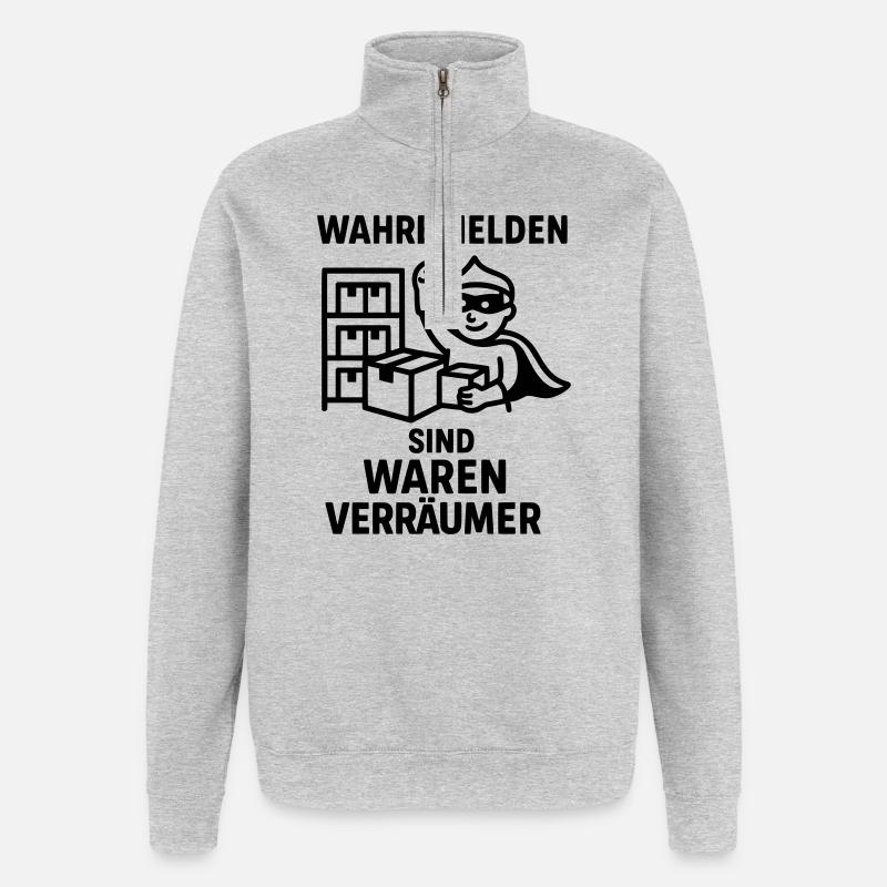 waren verräumer helden - Quarter-Zip-Sweatshirt - Grau meliert