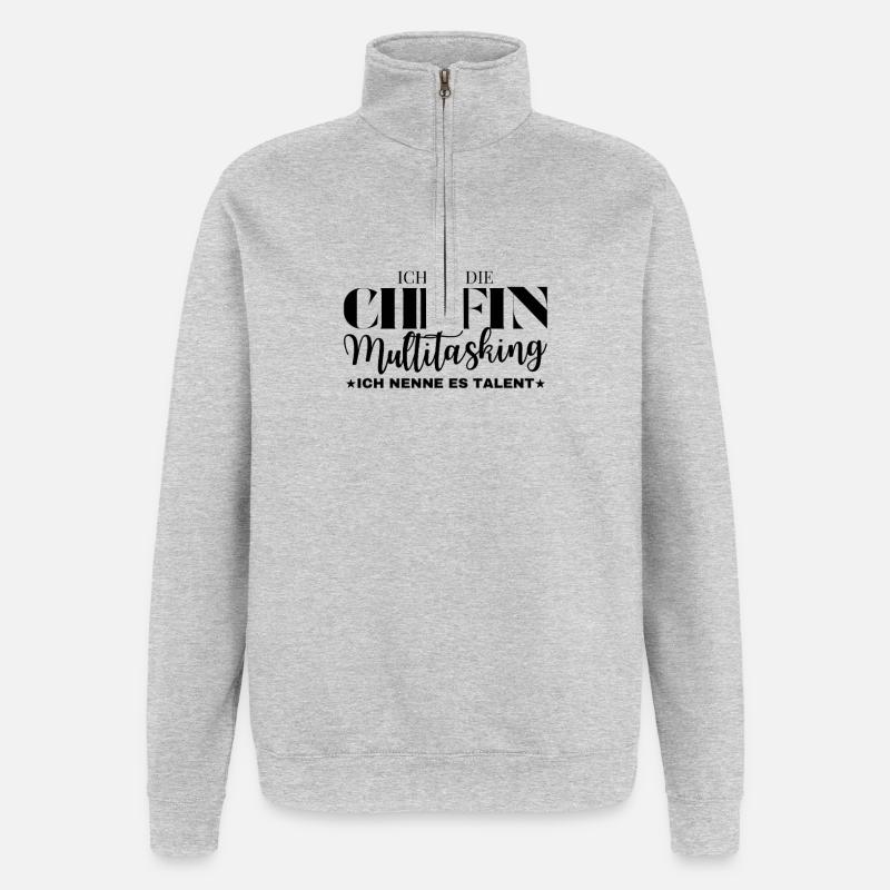 Multitasking Chefin Spruch - Quarter-Zip-Sweatshirt - Grau meliert