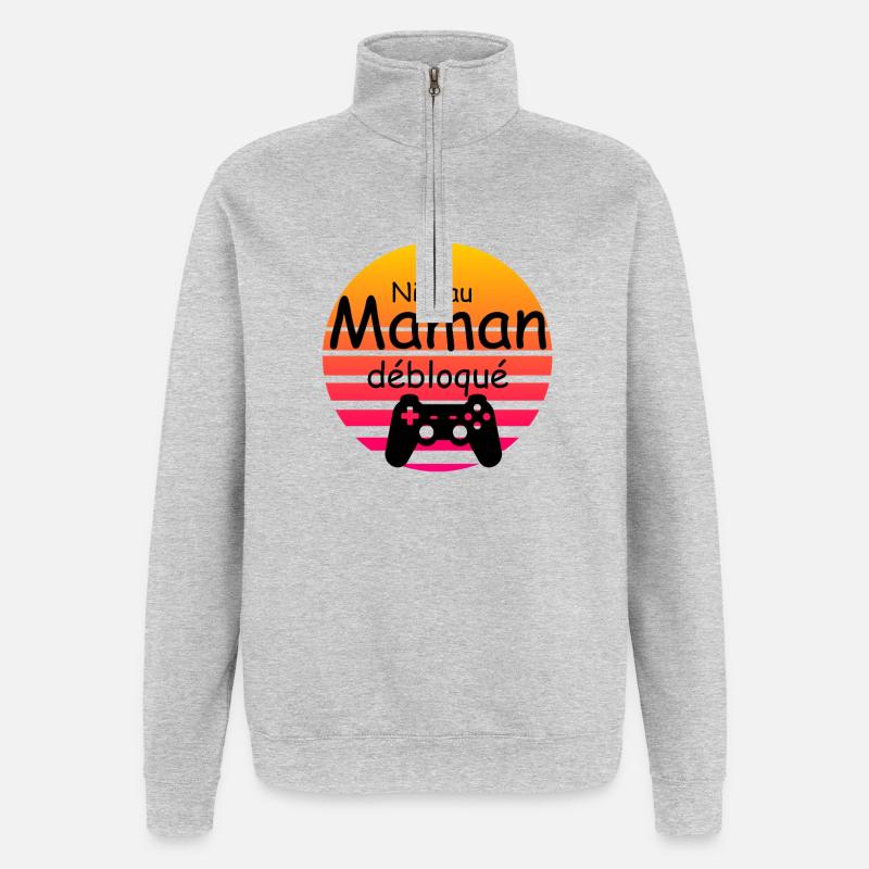 Niveau Maman débloqué - Sweat à zip 1/4 - gris chiné