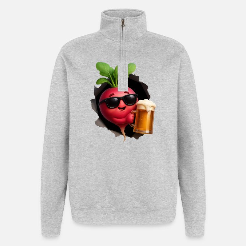 Radieschen Bier - Quarter-Zip-Sweatshirt - Grau meliert