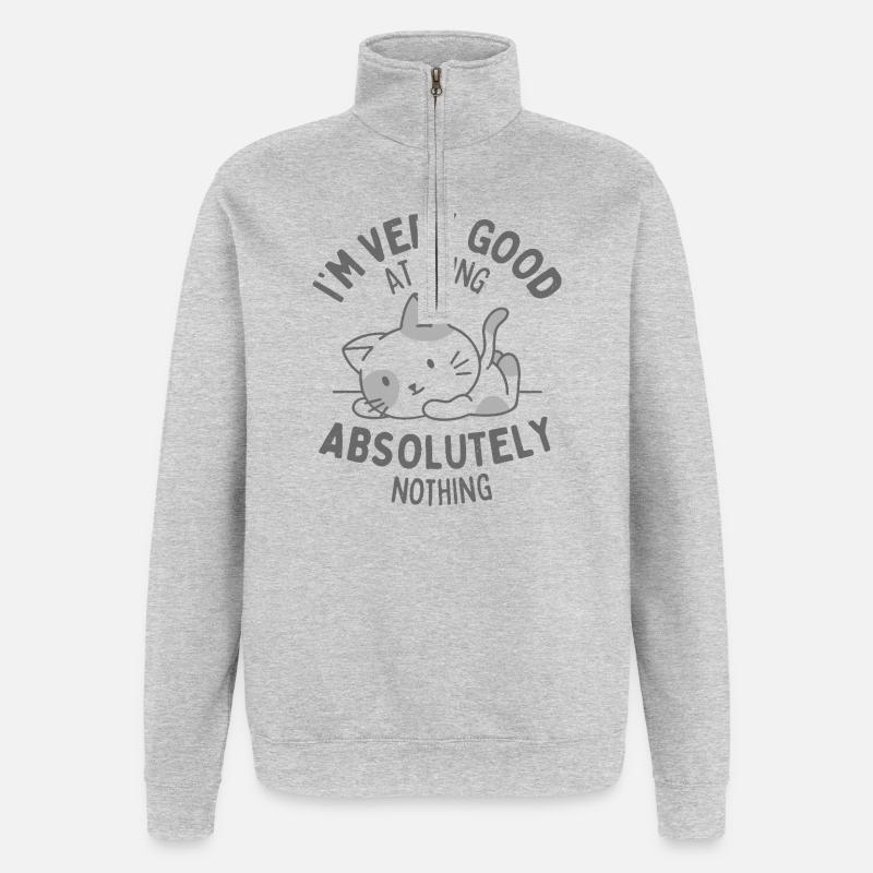 Ne faisant absolument rien - Sweat à zip 1/4 - gris chiné