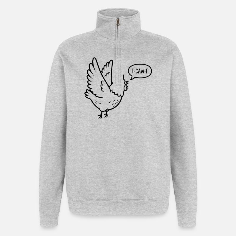 F-CAW-F White Chicken – Meme Chicken Illustration - Quarter-Zip Sweatshirt - heather grey