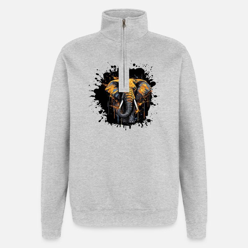 Elephant Splash - Quarter-Zip Sweatshirt - heather grey