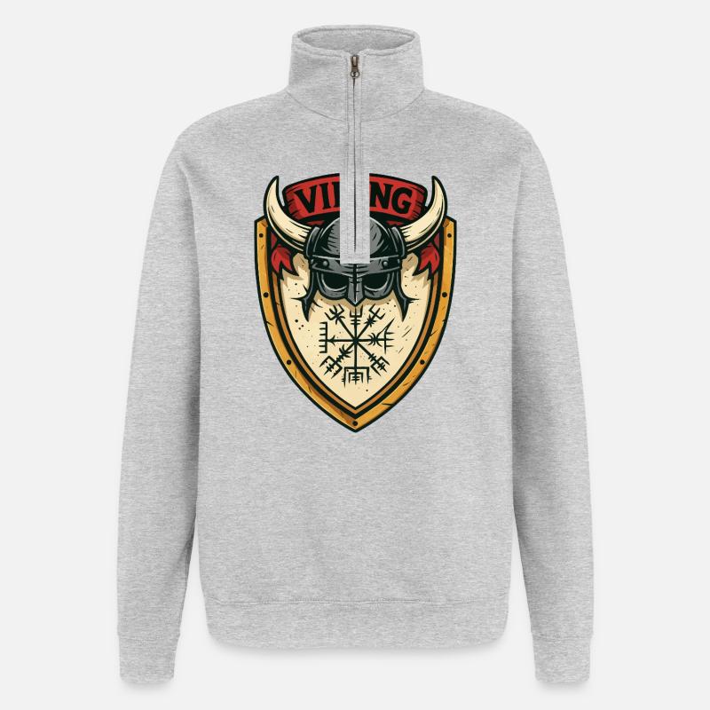 Viking Shield Helmet Emblem - Quarter-Zip Sweatshirt - heather grey