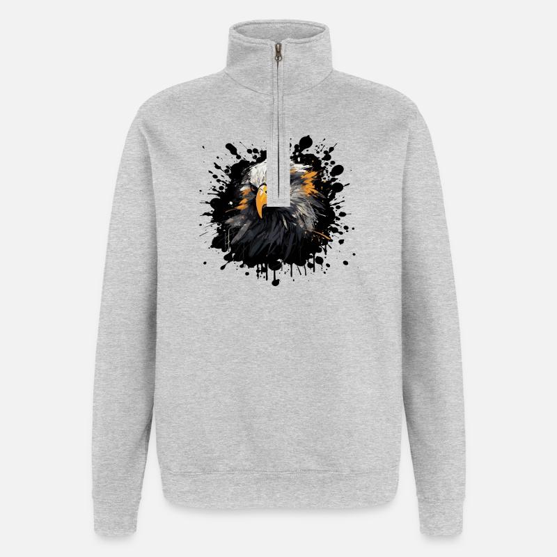 Adlerkopf Farb Splash - Quarter-Zip-Sweatshirt - Grau meliert