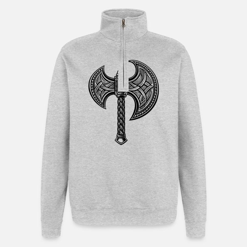 Wikingeraxt - Quarter-Zip-Sweatshirt - Grau meliert